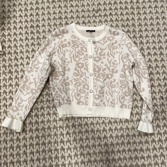 Adrianna Papell Sweaters - Adrianna Papell Cream Floral Cardigan